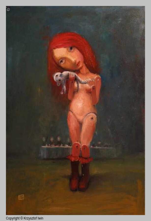 Lalka i miś - olej na płótnie, 40 x 60 cm, 2011 r.
