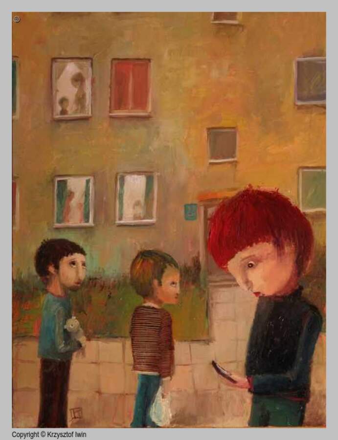 Tatusiowie - olej na płycie, 30 x 40 cm, 2012 r.