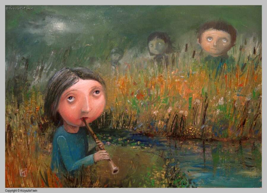 Szuwary - olej na płycie, 42 x 30 cm, 2012 r.