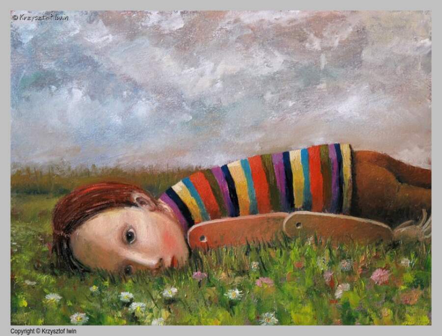 Stokrotki - olej na płycie, 40 x 30 cm, 2012 r.