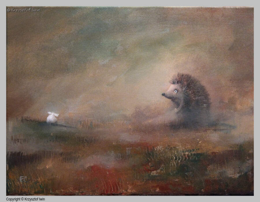Jeżyk we mgle - akryl na płótnie, 40 x 30 cm, 2013 r.