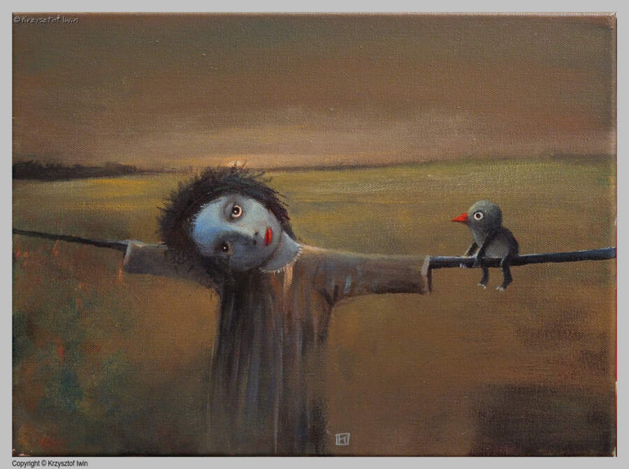 Strach na wróble - akryl na płótnie, 40 x 30 cm, 2013 r.
