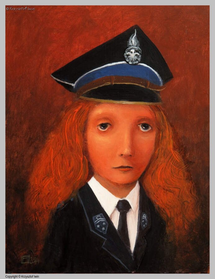 Pani Strażak - akryl na płycie, 30 x 40 cm, 2014 r.