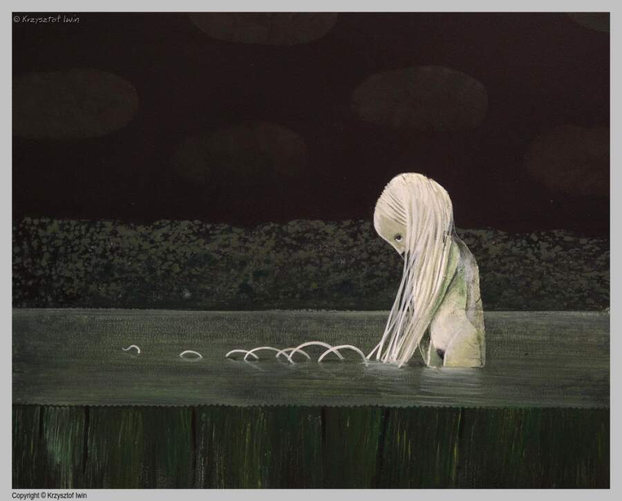 Vibrissae - akryl na płycie, 50 x 40 cm, 2014 r.