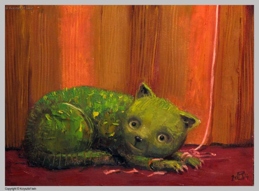 Nitka - olej na płycie, 40 x 30 cm, 2014 r.