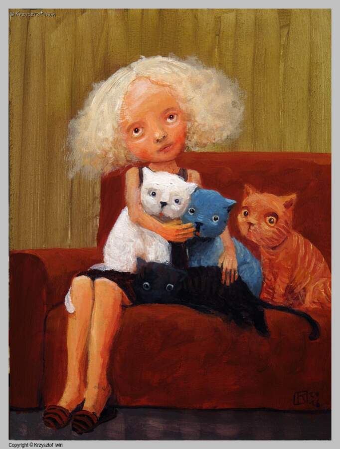 Kociara - akryl na płycie, 30 x 40 cm, 2016 r.