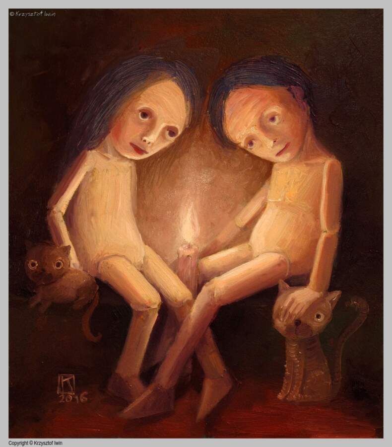 Ciepło - olej na płycie, 27 x 31 cm, 2016 r.