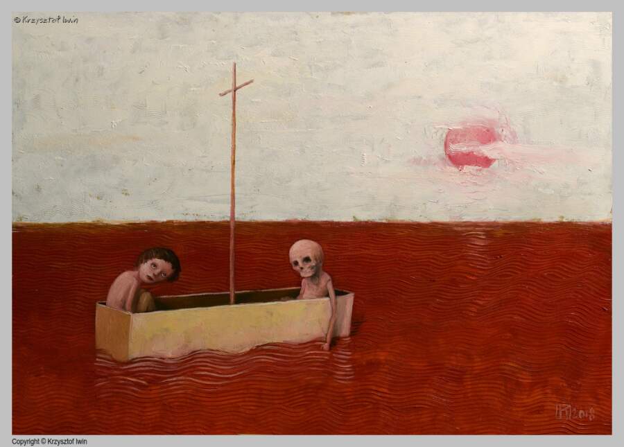 Morze krwi - olej na płycie, 70 x 50 cm, 2018 r.