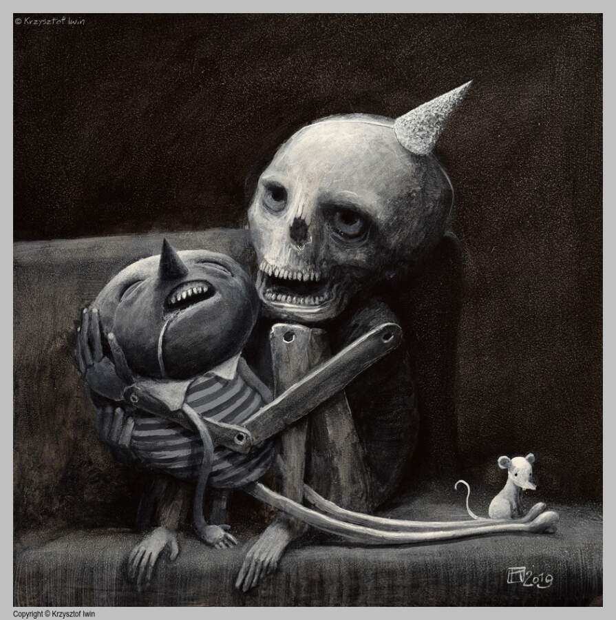 Opłakiwanie - akryl na płycie, 40 x 40 cm, 2019 r.