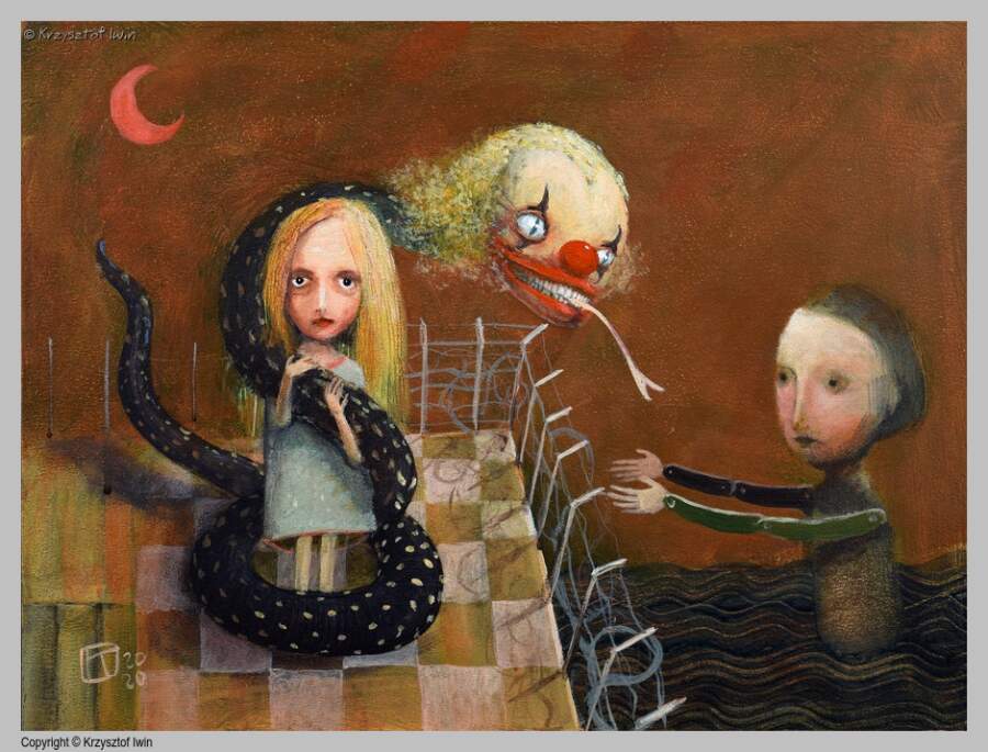 Żmija - akryl na płycie, 40 x 30 cm, 2020 r.