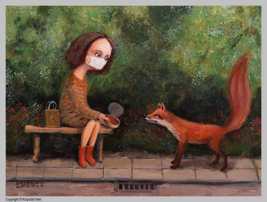 Ostatni posiłek - akryl na płycie, 40 x 30 cm, 2020 r.