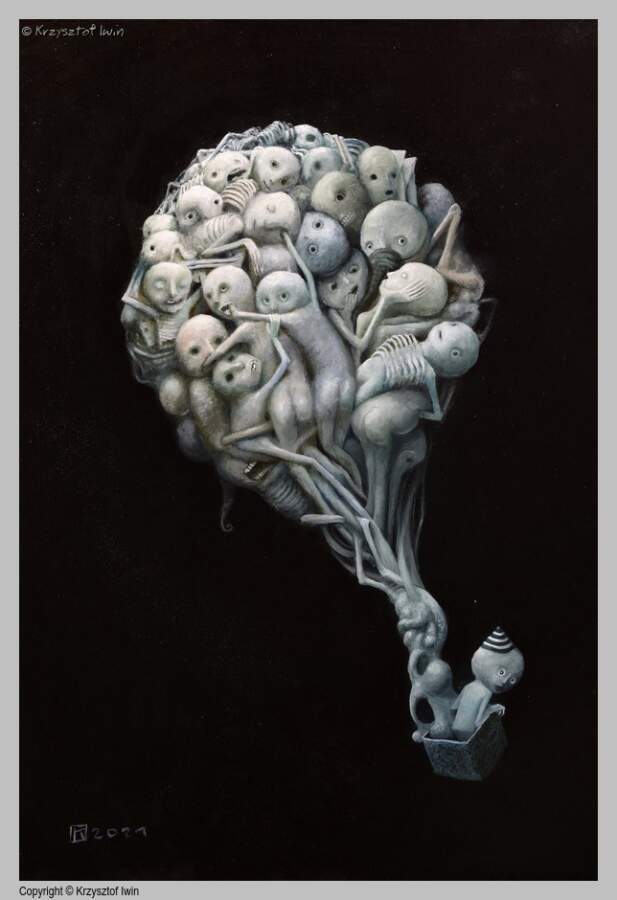 Przewodnik dusz - olej na płycie, 50 x 70 cm, 2021 r.