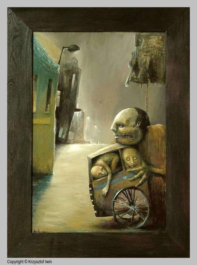 Hycel - olej na płycie, 60 x 90 cm, 2002 r.