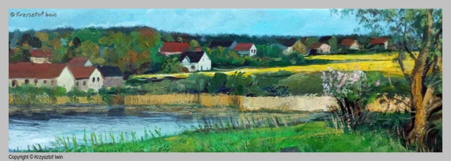 Rokitki Tczewskie - akryl na płótnie, 60 x 20 cm, 2024 r.