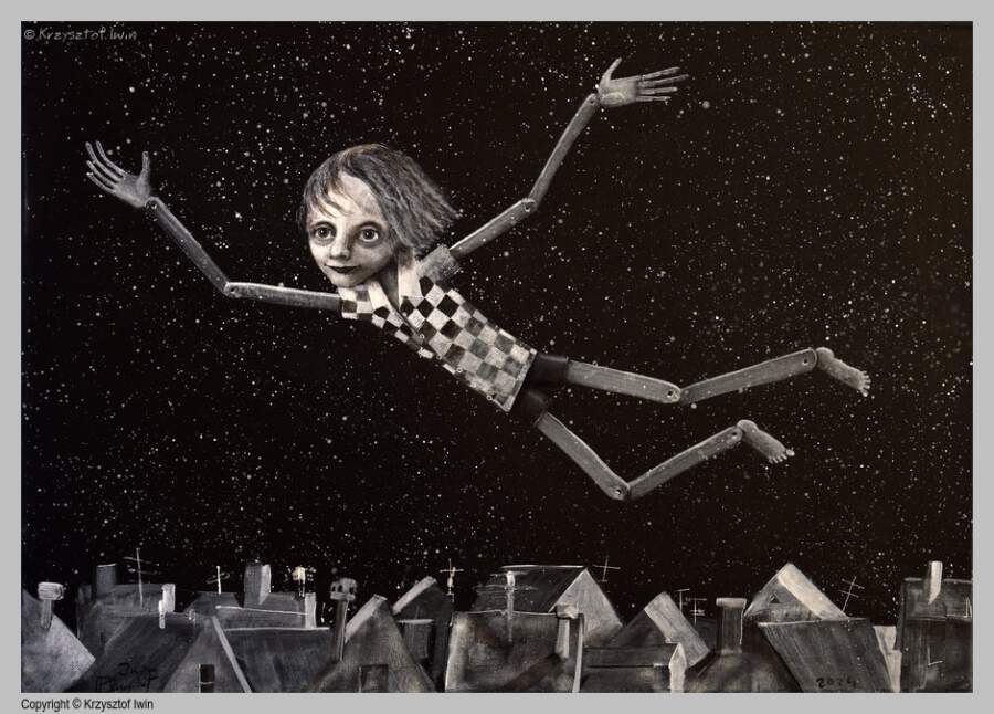 Nocny Marek - akryl na płótnie, 70 x 50 cm, 2024 r.