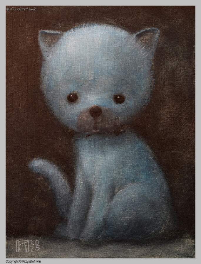 Błękitny kot - akryl na płótnie, 30 x 40 cm, 2025 r.