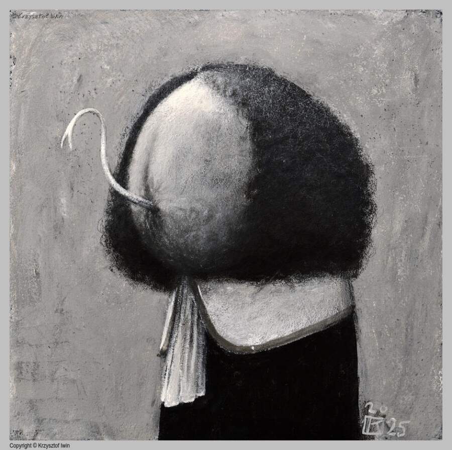 Do-radczyni alienatorki - akryl na płycie, 30 x 30 cm, 2025 r.