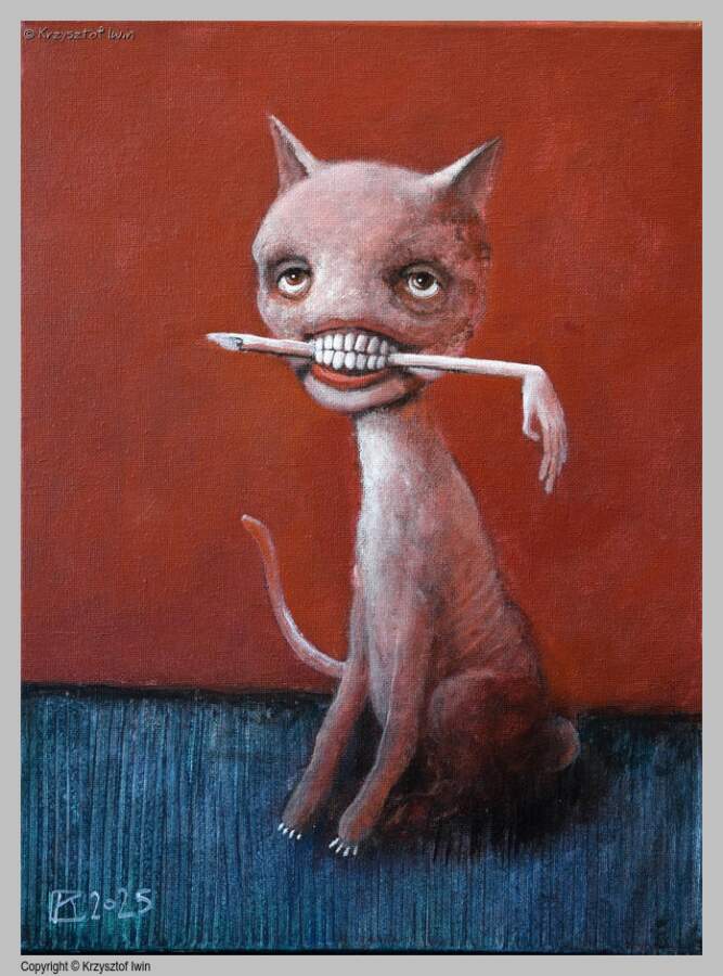 Posłaniec śmierci - akryl na płótnie, 30 x 40 cm, 2025 r.