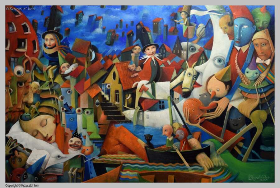 Miasto snów - olej na płótnie, 150 x 100 cm, 2025 r.