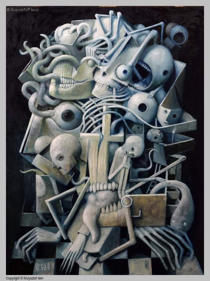 Bestia - olej na płycie, 60 x 80 cm, 2025 r.