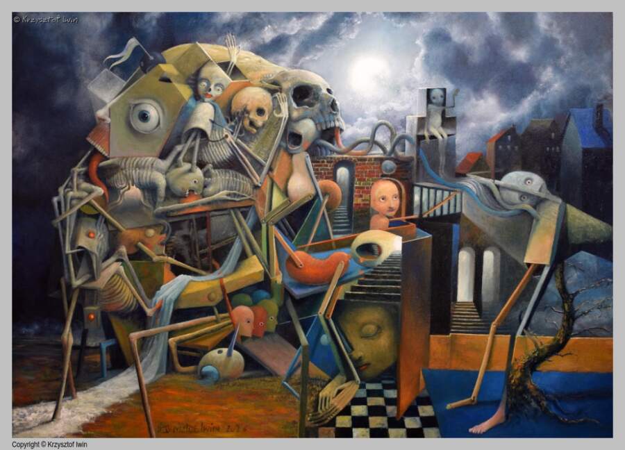 Zbłąkane sny - olej na płycie, 140 x 100 cm, 2026 r.