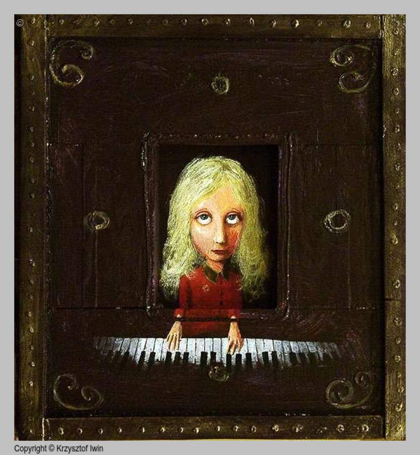 Pianistka - akryl na płycie, 40 x 50 cm, 2006 r.