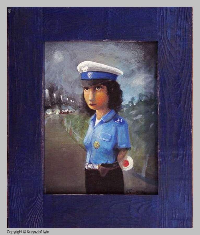 Drogówka - akryl na płycie, 56 x 66 cm, 2006 r.