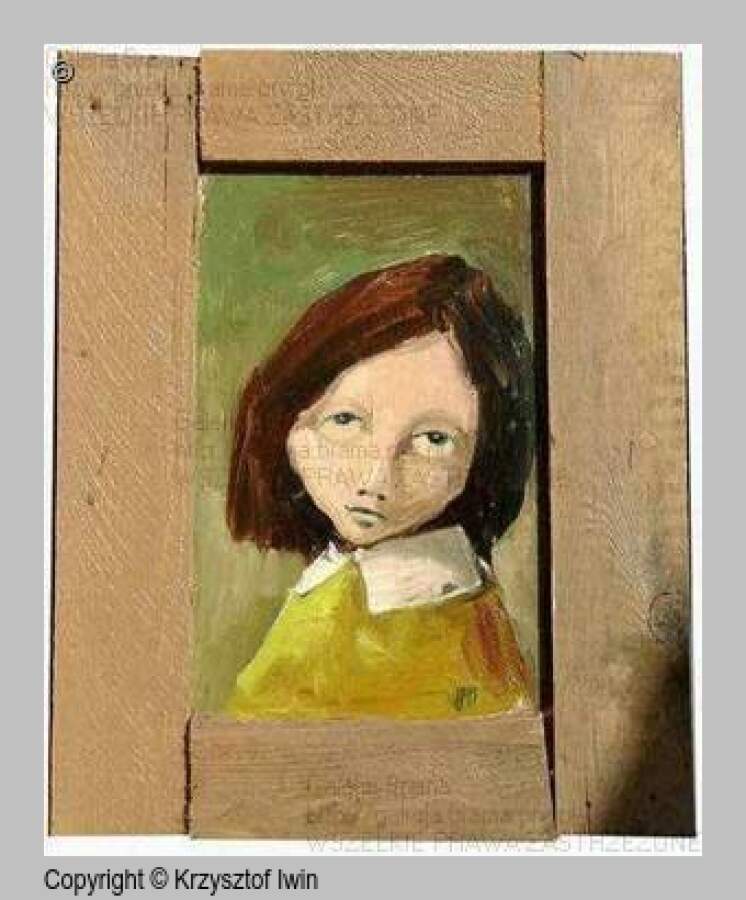 Portret w zielonej sukience - olej na płycie, 30 x 40 cm, 2001 r.