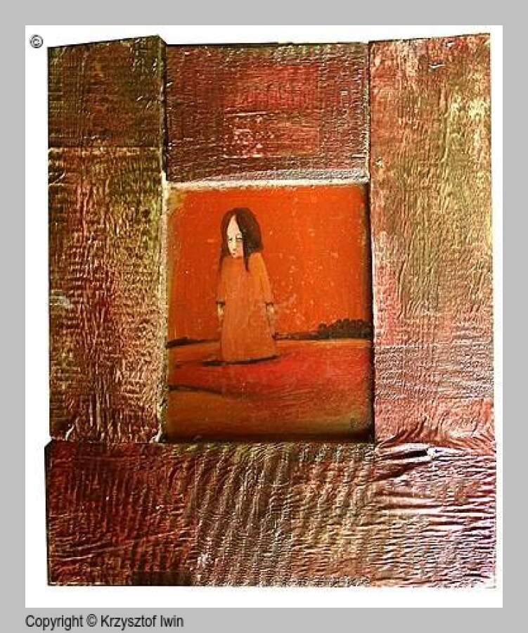 Czerwona łąka - olej na płycie, 40 x 50 cm, 2002 r.