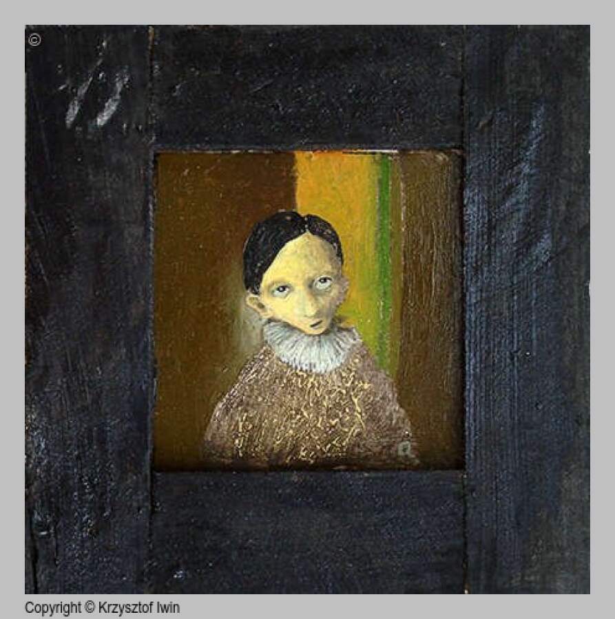 Skarbnik - olej na płycie, 35 x 36 cm, 2002 r.