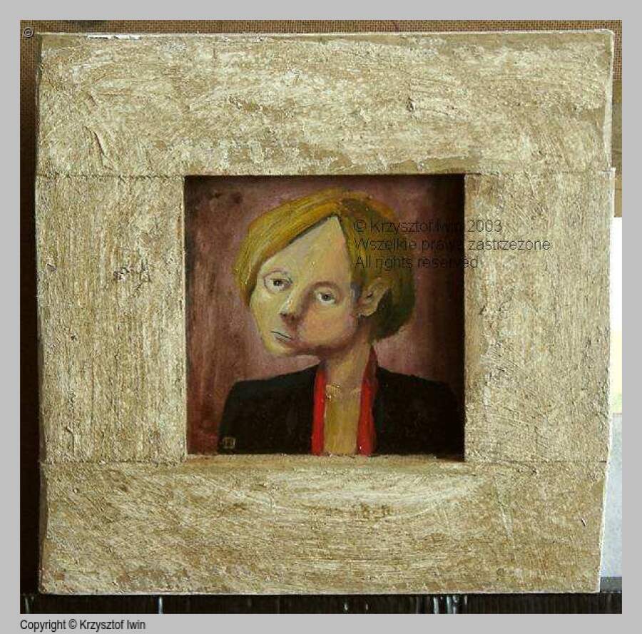 Dandys - olej na płycie, 30 x 29 cm, 2002 r.