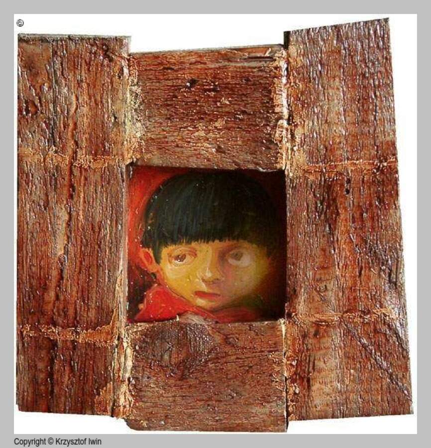 Chłopiec - olej na płycie, 30 x 32 cm, 2002 r.