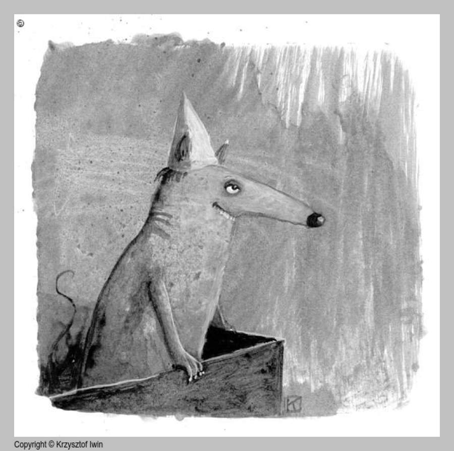 Niespodzianka - kredka na kartonie, 17 x 17 cm, 2006 r.