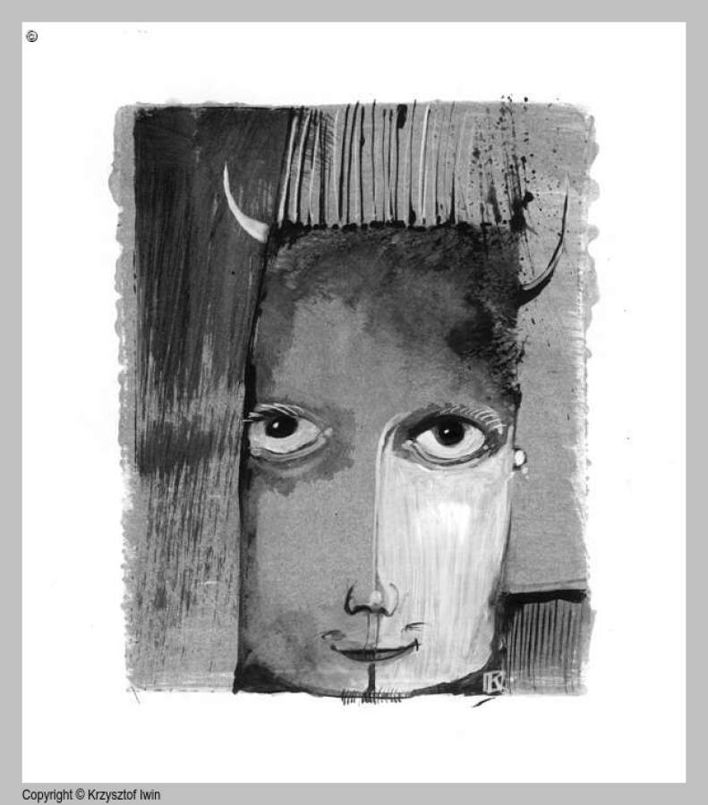 Boruta - kredka na kartonie, 13 x 16 cm, 2006 r.