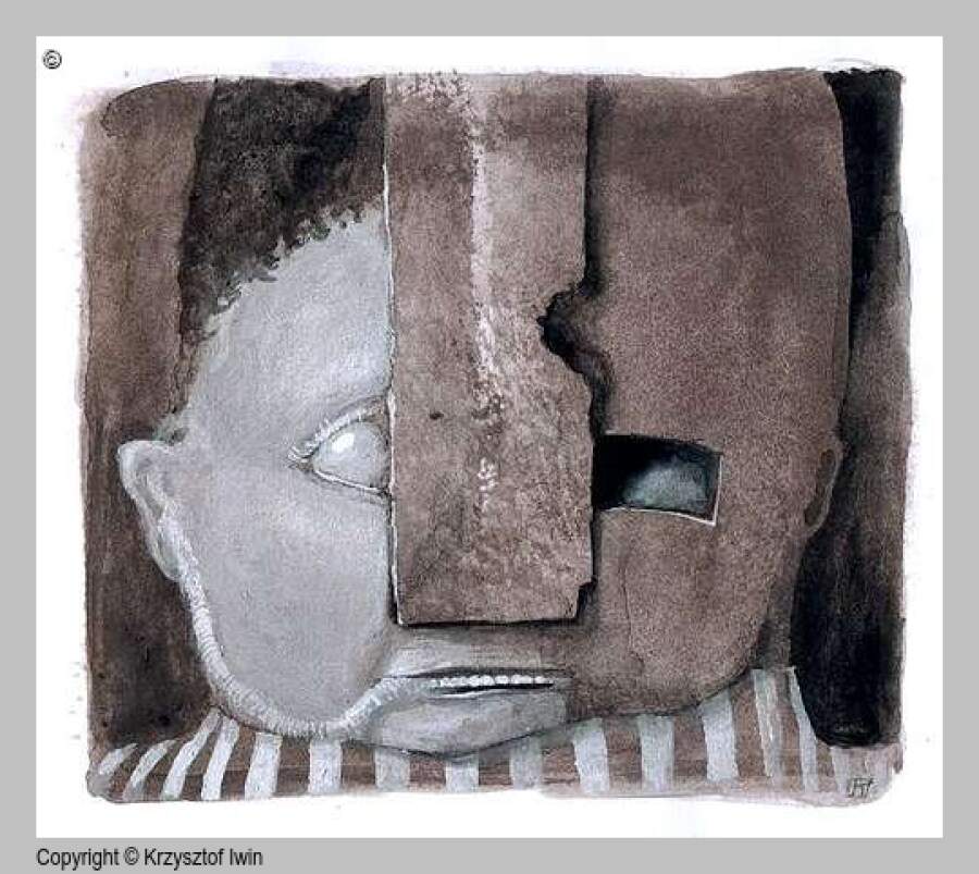 Such - gwasz i akryl na kartonie, 15 x 15 cm, 2002 r.