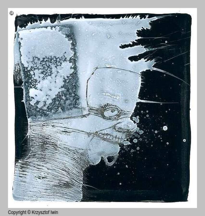 Ijon - inne techniki na kartonie, 15 x 15 cm, 2002 r.