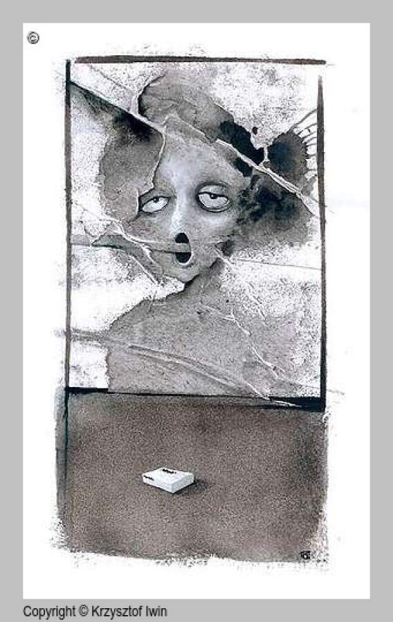 Pochłaniaczka - gwasz i akryl na kartonie, 30 x 15 cm, 2002 r.