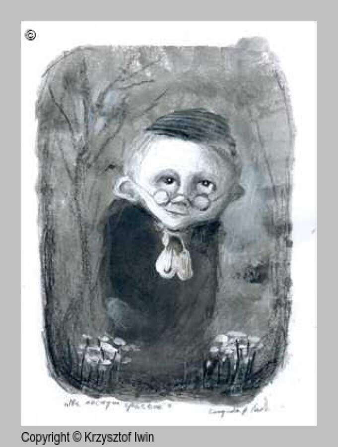 Na nocnym spacerze - gwasz i akryl na kartonie, 10 x 15 cm, 2001 r.