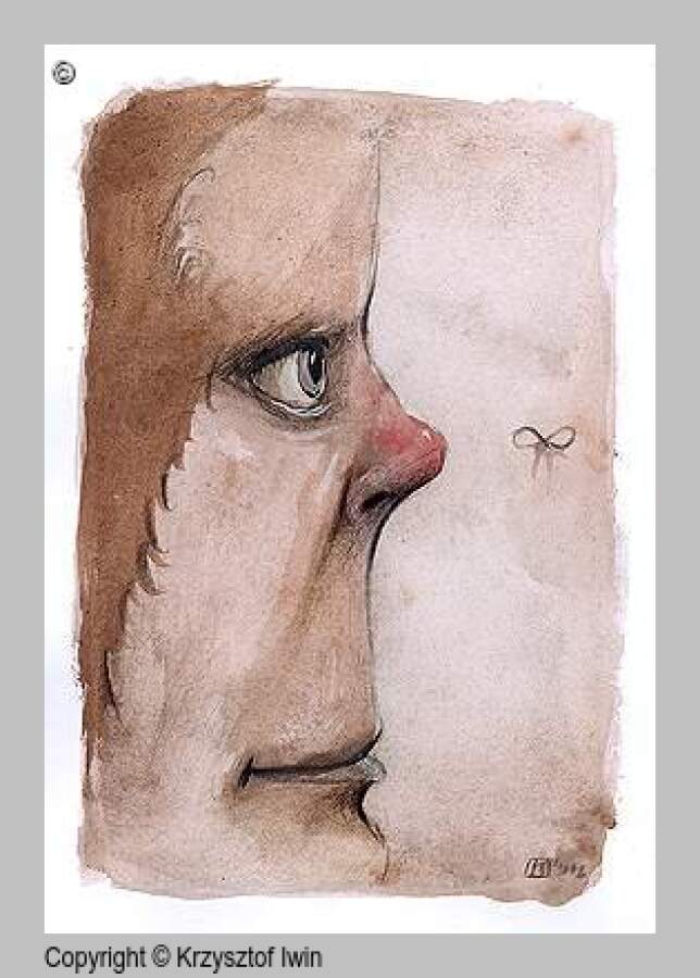 Wizja nieskończoności - gwasz i akryl na kartonie, 14 x 24 cm, 2002 r.