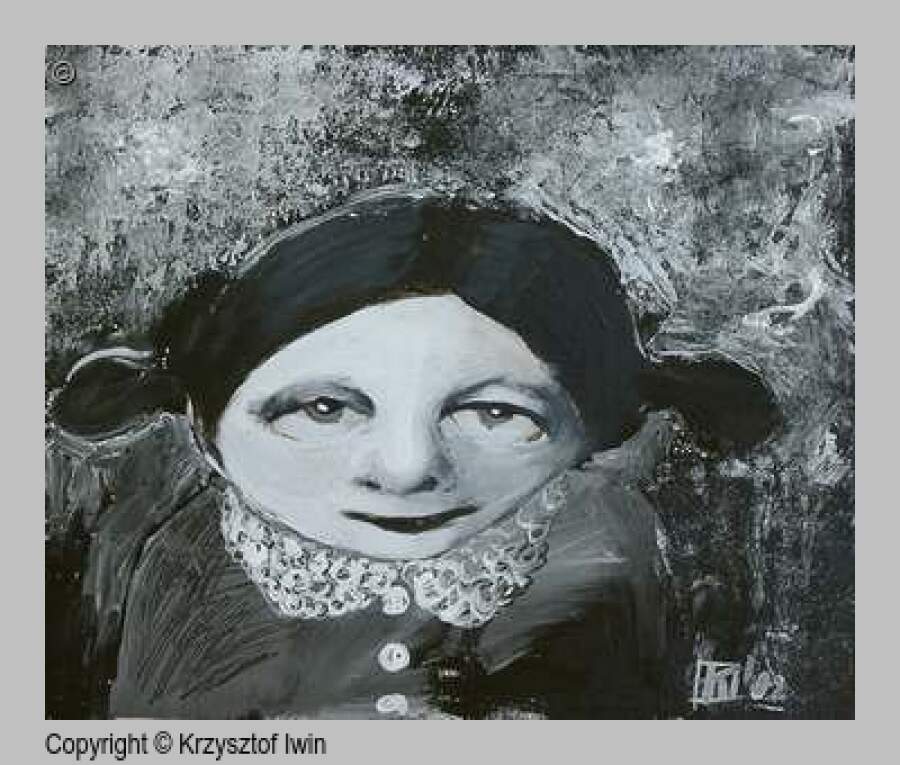 Grubaska - gwasz i akryl na kartonie, 58 x 49 cm, 2002 r.