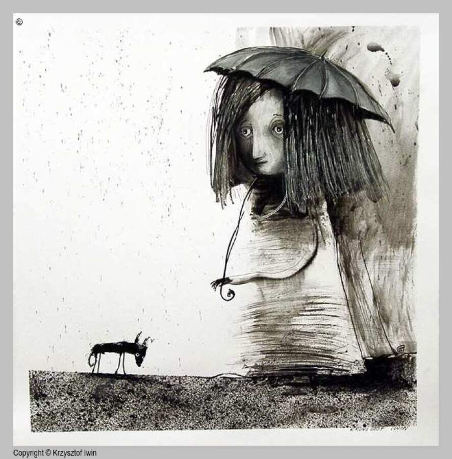 Bestia - gwasz i akryl na kartonie, 36 x 38 cm, 2007 r.