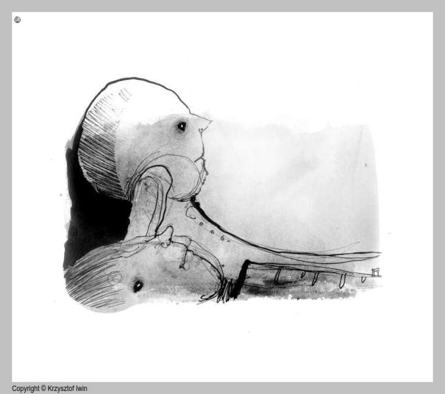 Wiersz 43 - gwasz i akryl na kartonie, 14 x 11 cm, 2007 r.