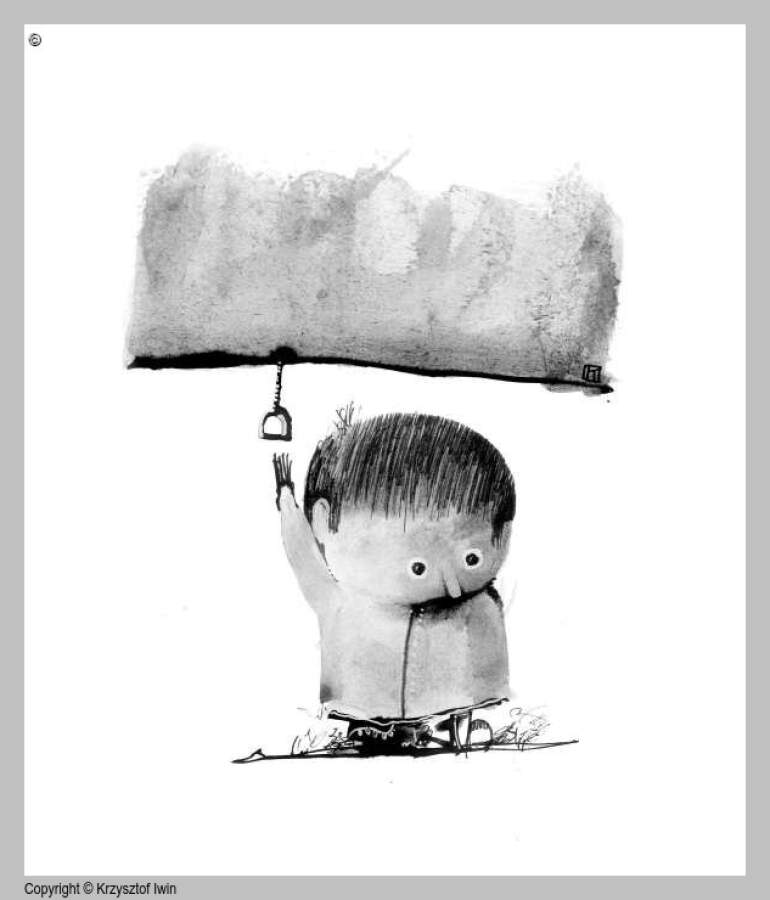 Wiersz 25 - gwasz i akryl na kartonie, 12 x 14 cm, 2007 r.