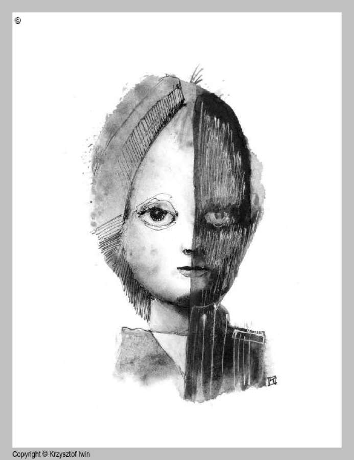 Wiersz 9 - gwasz i akryl na kartonie, 9 x 15 cm, 2007 r.