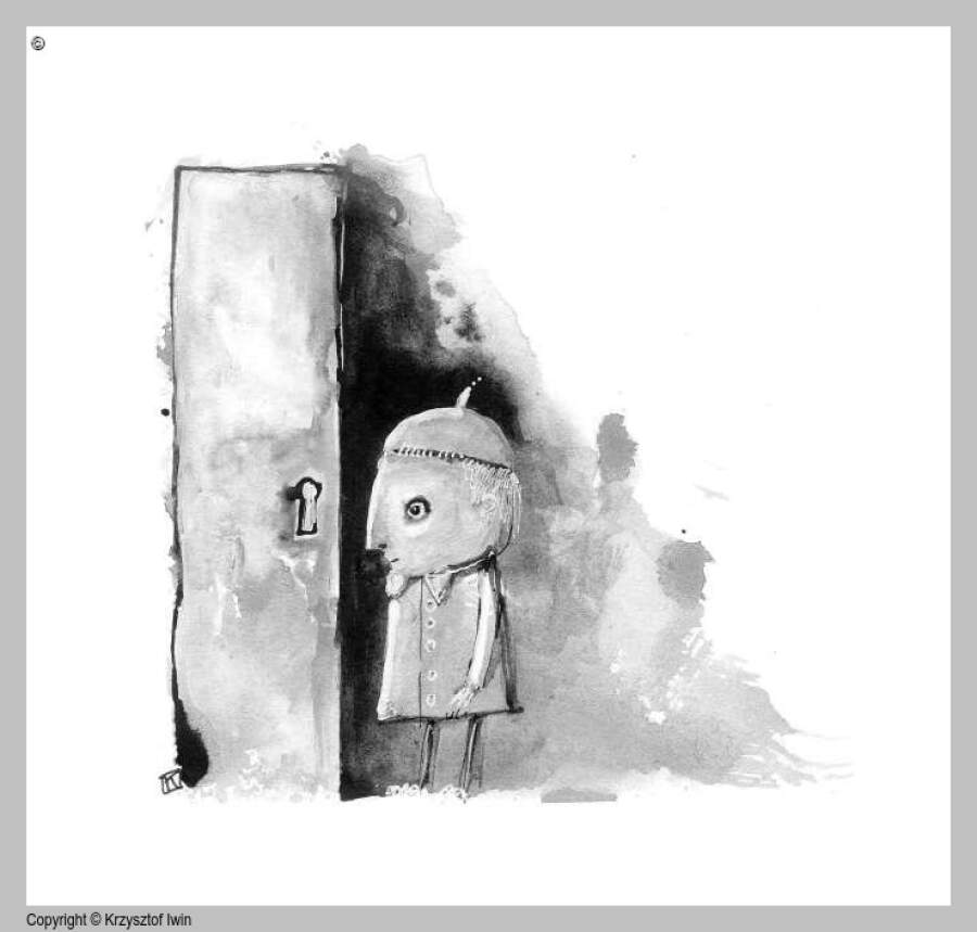 Wiersz 1 - gwasz i akryl na kartonie, 12 x 12 cm, 2007 r.