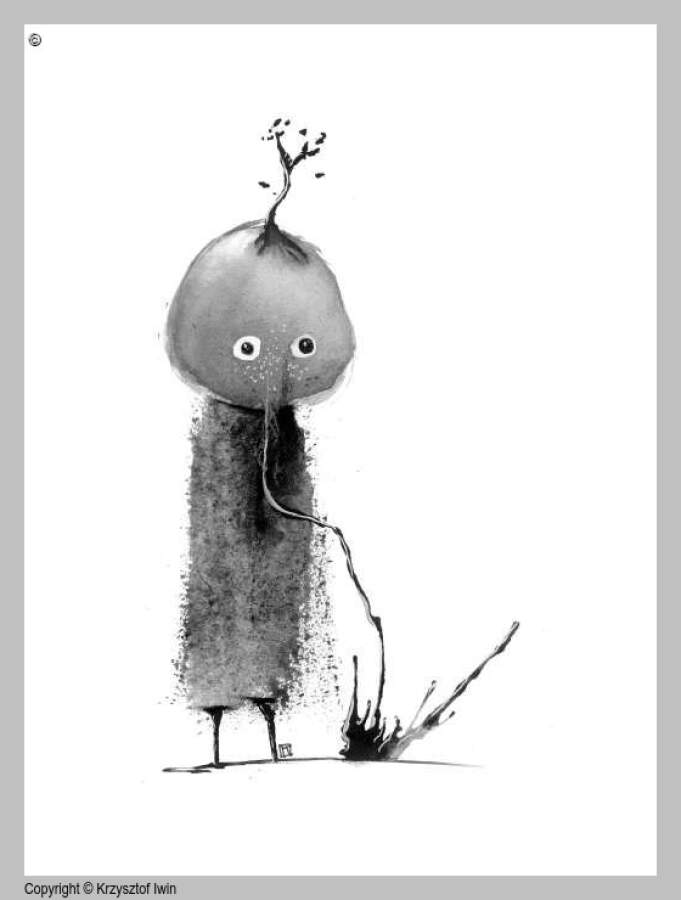 Wiersz 15 - gwasz i akryl na kartonie, 9 x 15 cm, 2007 r.