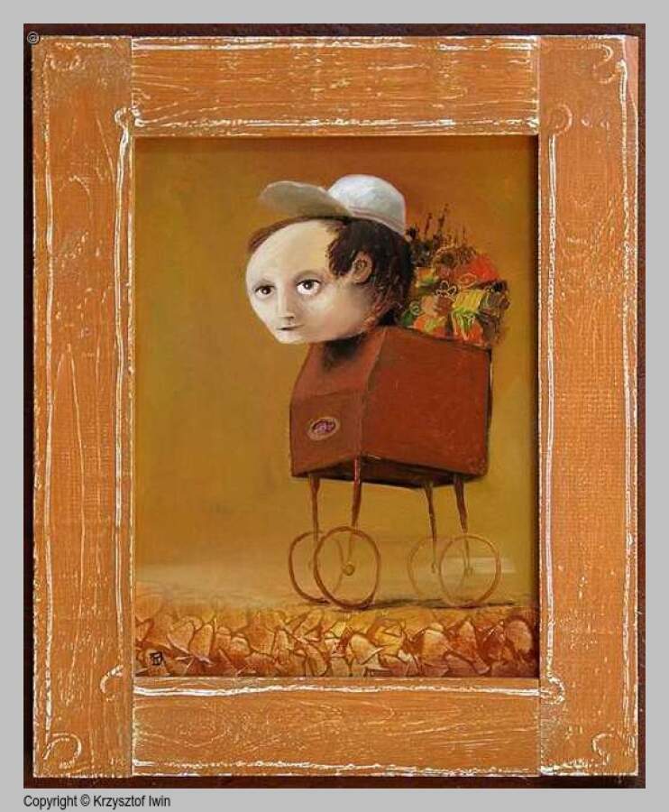 Dostawca - olej na płycie, 43 x 53 cm, 2007 r.