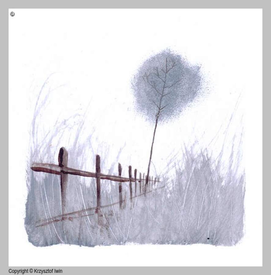 Płotka - gwasz i akryl na kartonie, 13 x 14 cm, 2003 r.