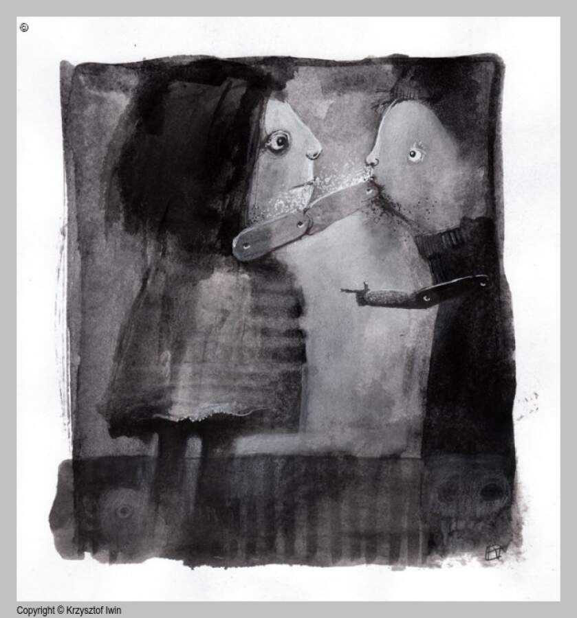 Apsik - gwasz i akryl na kartonie, 13 x 17 cm, 2010 r.